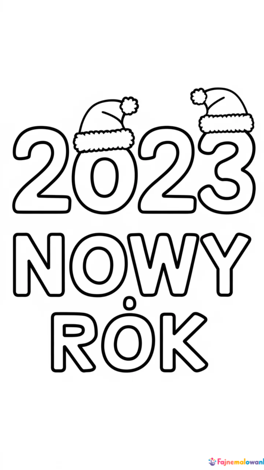 Kolorowanka na Nowy Rok 2023 dla dzieci do druku