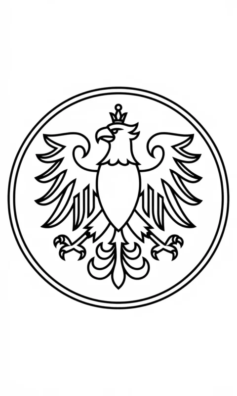 Kolorowanka z godłem orła w okręgu