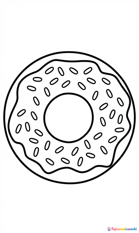 kolorowanka pączek z posypką do pokolorowania