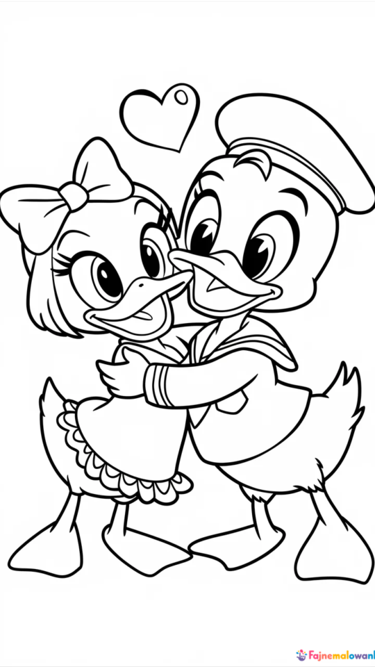 Kolorowanka Kaczor Donald i Daisy – Bajkowe Postacie do Druku