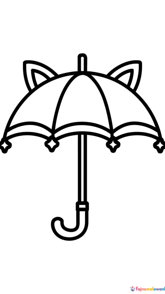 Kolorowanka do druku: Parasol z uszkami do pokolorowania