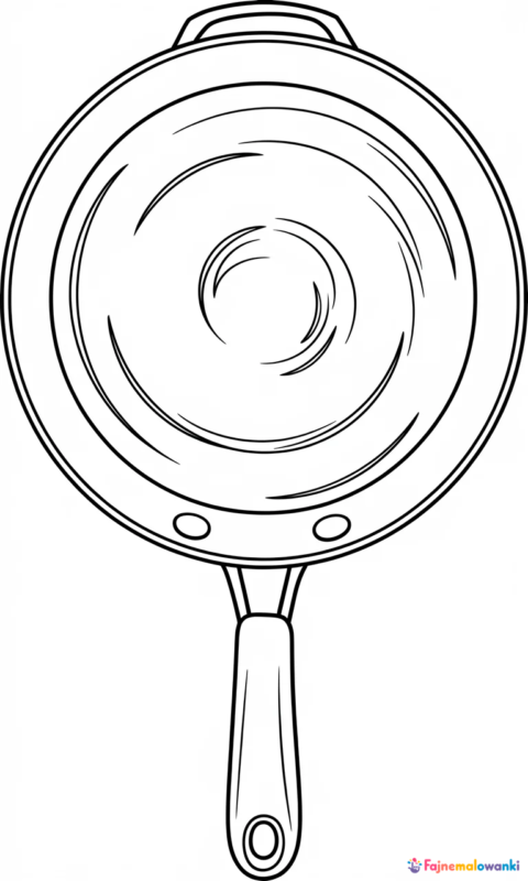 Kolorowanka przedstawiająca patelnię do smażenia z długim uchwytem