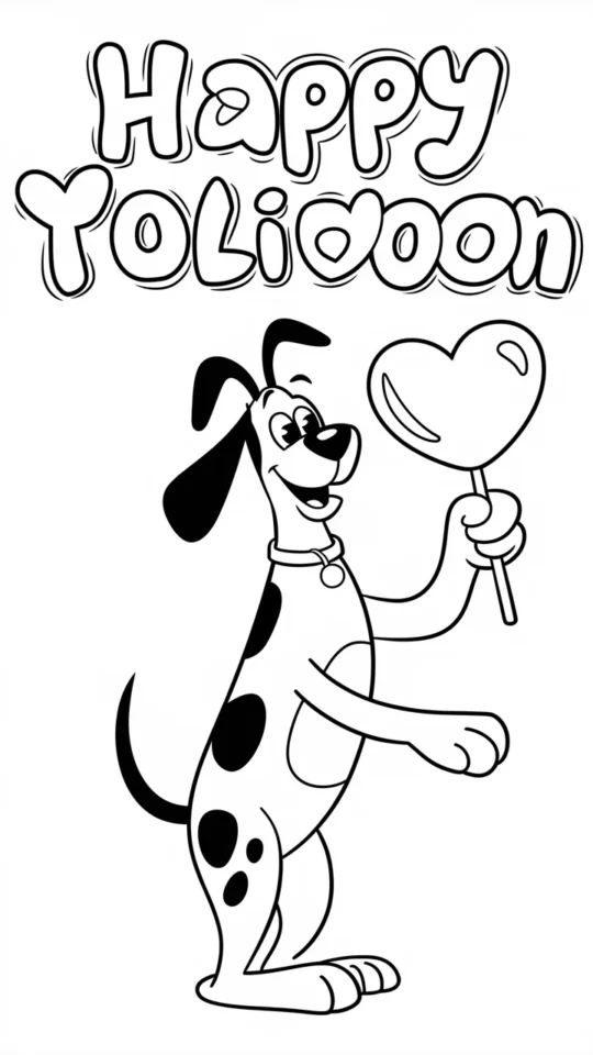 Kolorowanka Scooby Doo na Walentynki do druku dla dzieci