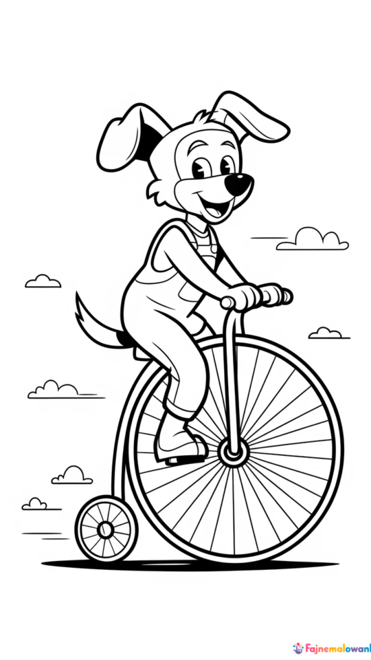 Goofy na rowerze – kolorowanka do druku dla dzieci
