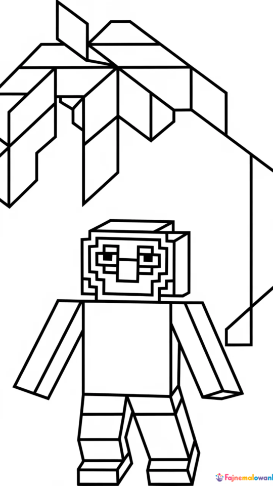 Kolorowanka Minecraft: Steve i Przyjaciele do Druku dla Dzieci