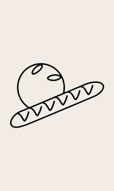 Kolorowanka dla dzieci przedstawiająca piłkę i bagietkę do pokolorowania