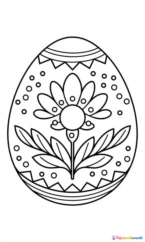 kolorowanka wielkanocna pisanka z kwiatowym wzorem do pokolorowania dla dzieci - kolorowanki wielkanocne