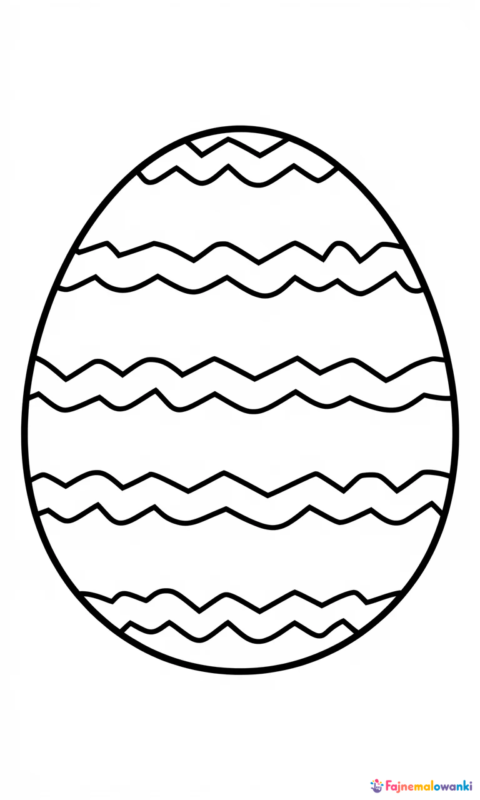 Kolorowanka wielkanocna z dużym jajkiem w paski do pokolorowania dla dzieci - kolorowanki wielkanocne