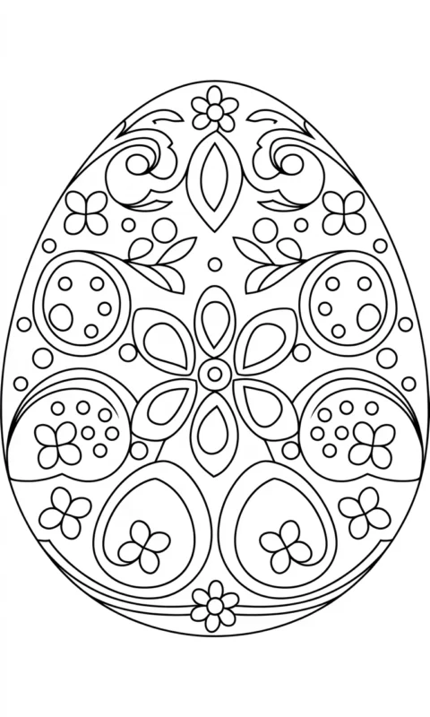 Kolorowanka wielkanocna z ozdobnym jajkiem w ludowe wzory