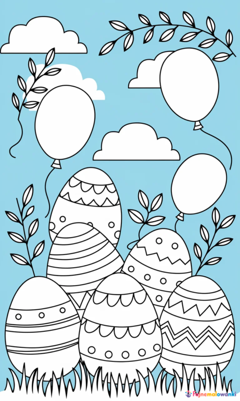 kolorowanka wielkanocna z pisankami