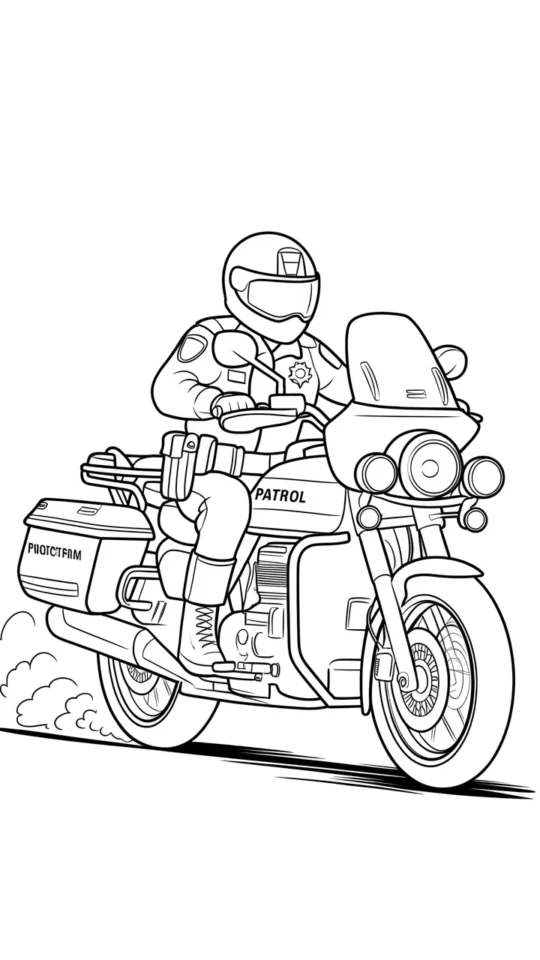 Kolorowanka do druku: Policjant na motorze – Kolorowanki Policja