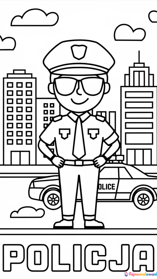 Kolorowanki dla dzieci z motywem policji do druku