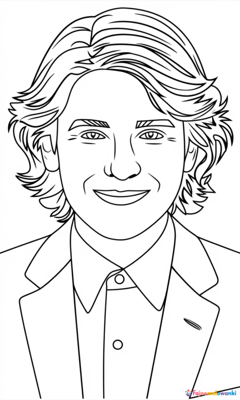 kolorowanka portret osoby w eleganckim garniturze i uśmiechem