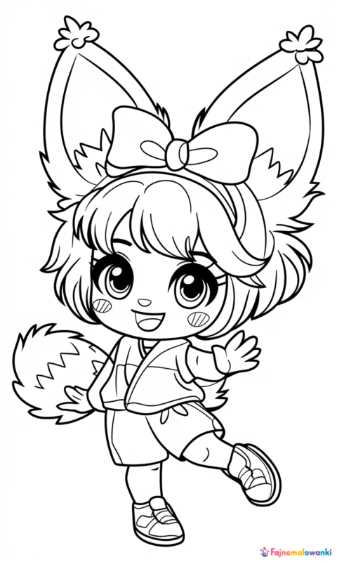 kolorowanka dla dzieci z uroczą postacią w stylu chibi