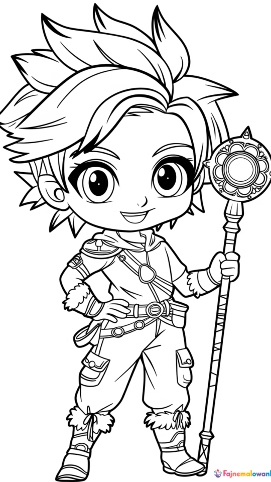 Kolorowanka do druku: Uroczy Chibi Elf do pokolorowania