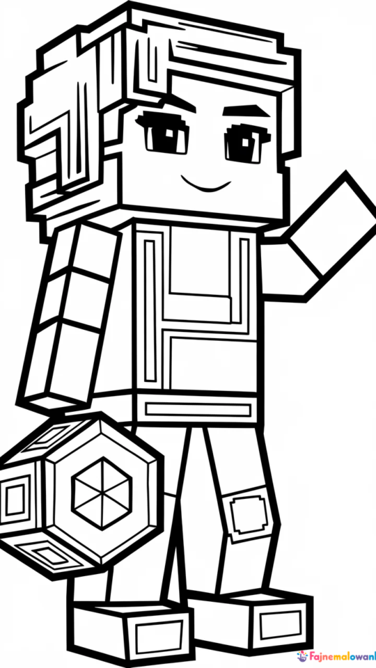 „Darmowa kolorowanka Steve z Minecraft dla chłopców do druku”