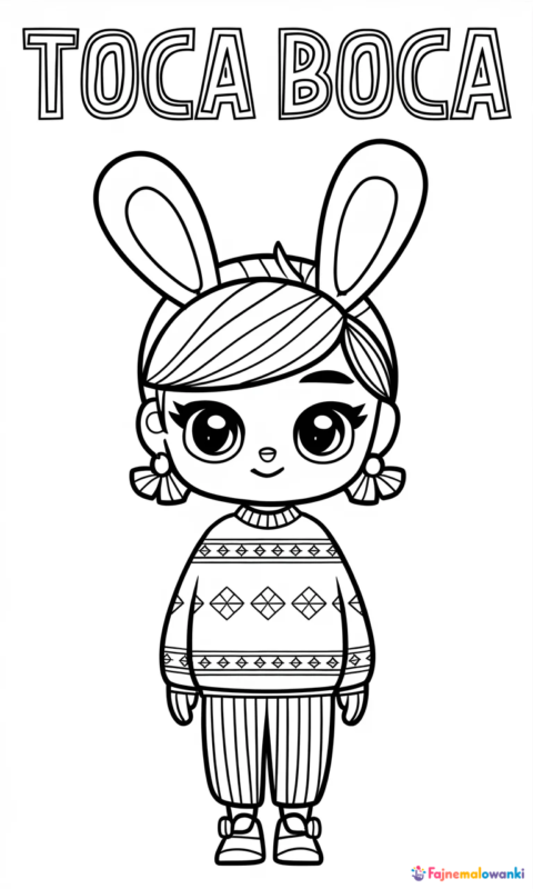 Kolorowanka dla dzieci z uroczą postacią w swetrze