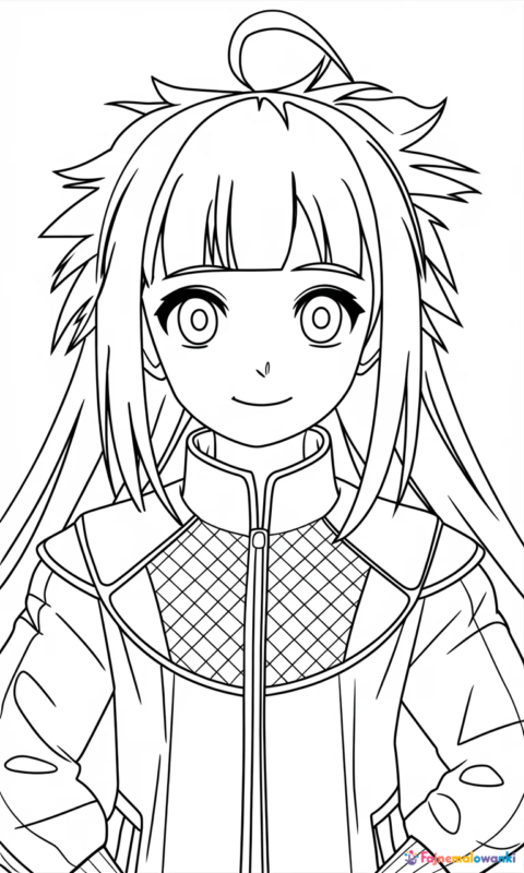 kolorowanka manga animowana postać w charakterystycznej kurtce do pokolorowania dla dzieci - kolorowanki naruto