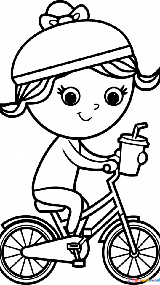 Kolorowanka: Urocza żaba kawaii na rowerze dla dzieci