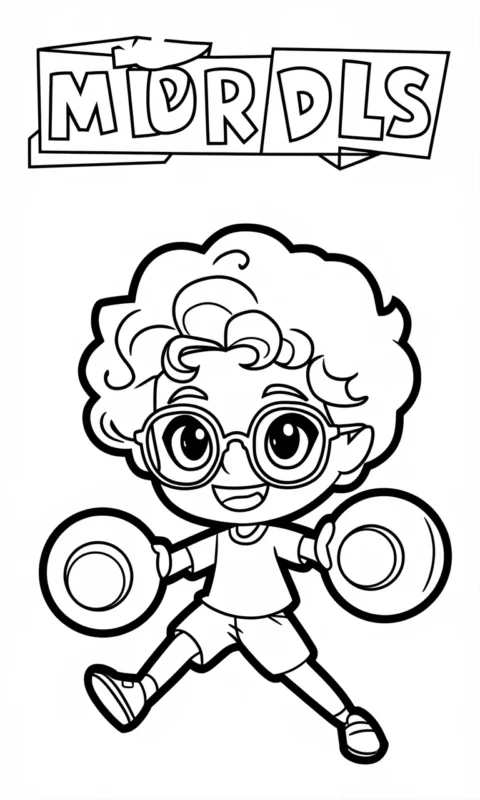 kolorowanka dla dzieci przedstawiająca zabawną postać z kręconymi włosami w okularach do pokolorowania - kolorowanki brawl stars