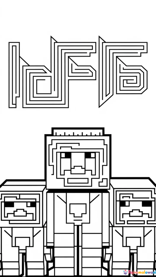 Kolorowanka Minecraft: Wither i Wiedźmin do druku dla dzieci