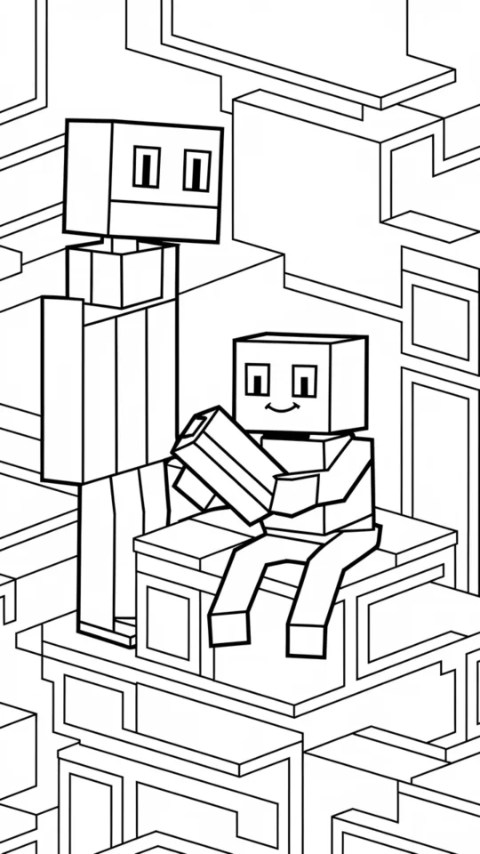 Kolorowanka Steve i Enderman do druku dla fanów Minecrafta