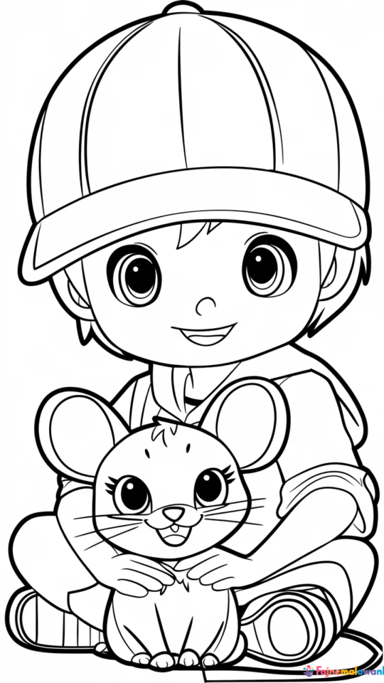 Kolorowanki do druku: Ash i Pikachu z Pokemon dla dzieci
