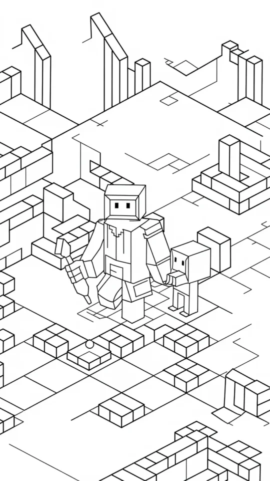Kolorowanka Minecraft: Iron Golem do Druku dla Dzieci