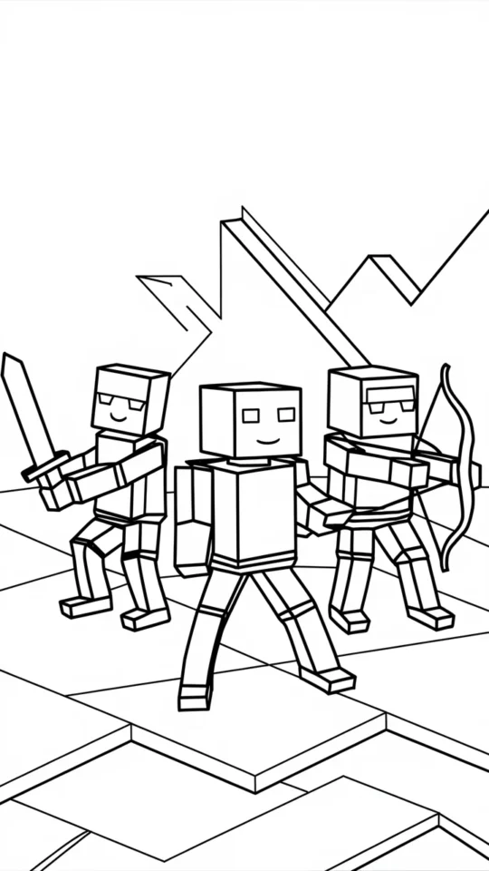 Kolorowanki Minecraft dla dzieci: Szkieletor i Steve do druku
