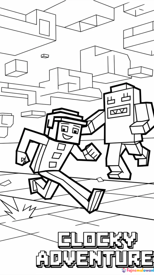 Kolorowanka: Ucieczka przed Creeperem z Minecrafta dla dzieci