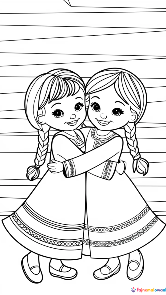 „Kolorowanka Anna i Elsa do wydruku dla dziewczynek”