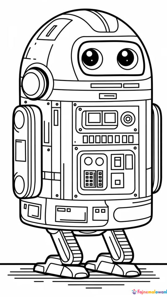 Kolorowanka do druku: R2D2 dla fanów Gwiezdnych Wojen