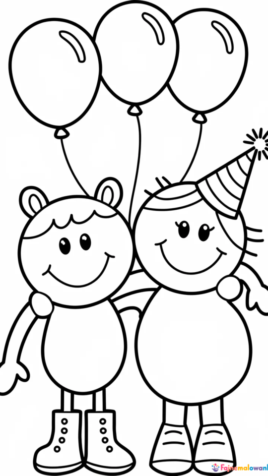 Kolorowanka Świnka Peppa i George na urodzinowej imprezie do druku