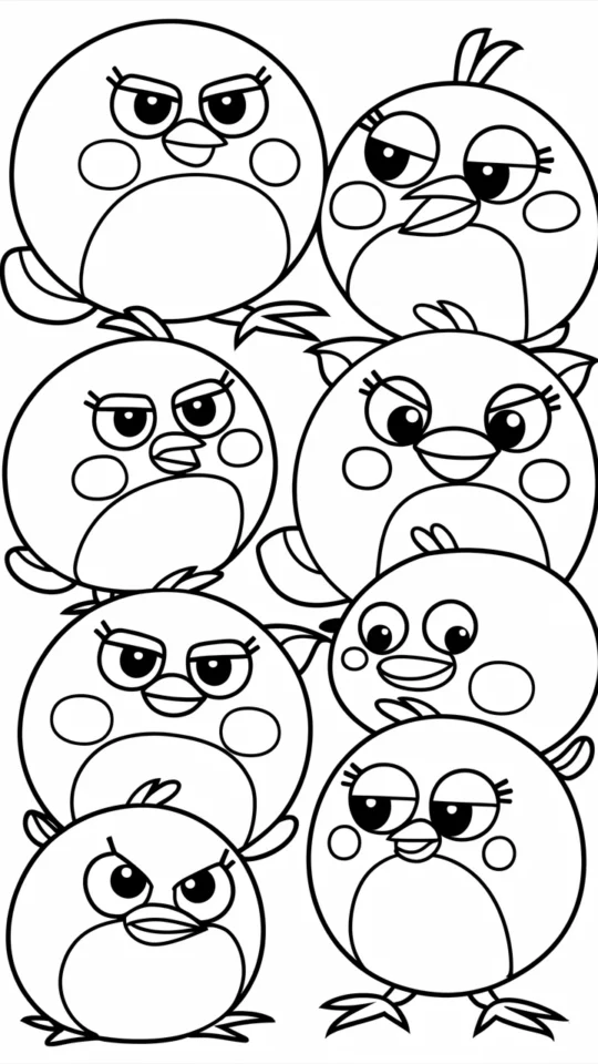 Kolorowanki Angry Birds: Ptaki i Świnie do Druku dla Dzieci