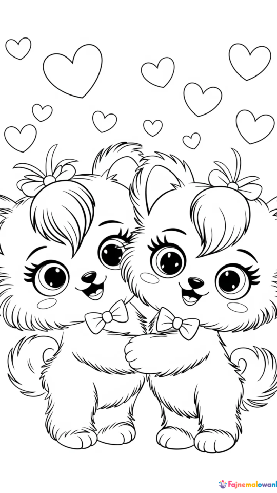 Kolorowanki Huggy Wuggy i Kissy Missy z Poppy Playtime