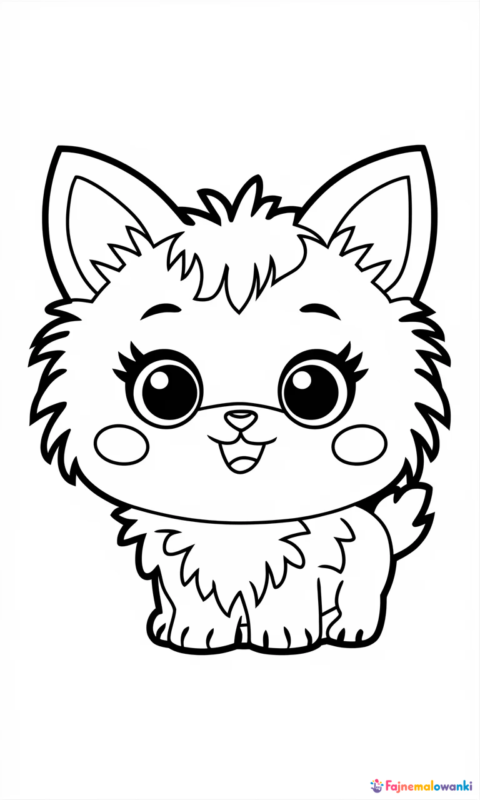 kolorowanka dla dzieci z uroczym puszystym zwierzątkiem o dużych oczach do pokolorowania - kolorowanki sekretne życie zwierzaków domowych