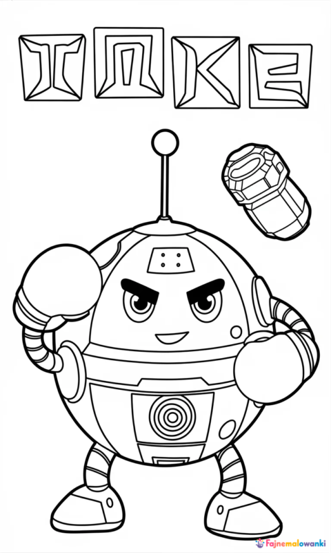 kolorowanka dla dzieci przedstawiająca zabawnego robota z rękawicami bokserskimi do pokolorowania - kolorowanki brawl stars