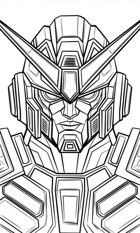 kolorowanka dla dzieci przedstawiająca futurystyczny hełm robota wojownika z geometrycznymi wzorami do pokolorowania - kolorowanki transformers