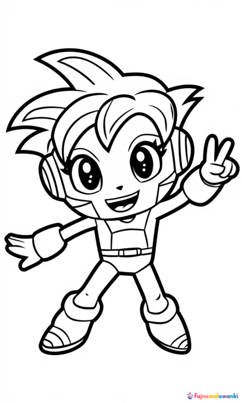 kolorowanka dla dzieci przedstawiająca zabawnego robota z kolczastą fryzurą w dynamicznej pozie do pokolorowania - kolorowanki sonic