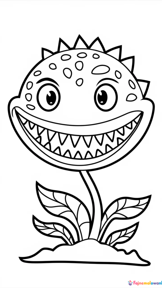 Kolorowanka: Roślina Mięsożerna z Plants vs Zombies do Druku