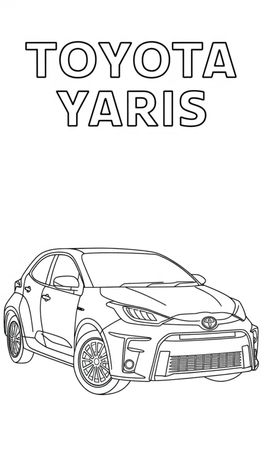 Kolorowanka samochodowa: Toyota Yaris do druku dla dzieci