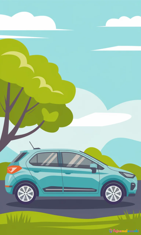 kolorowanka dla dzieci przedstawiająca nowoczesny samochód osobowy do pokolorowania