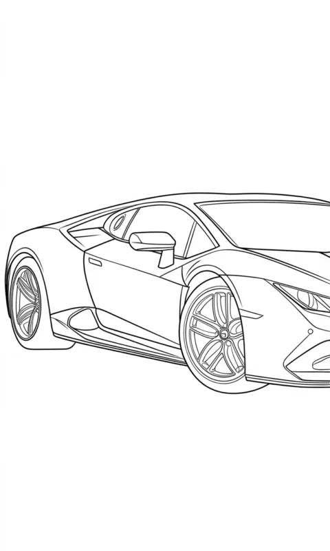 kolorowanka dla dzieci przedstawiająca sportowy samochód