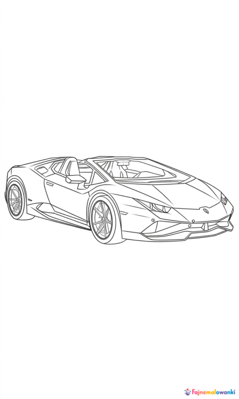 kolorowanka dla dzieci przedstawiająca nowoczesny samochód sportowy do pokolorowania