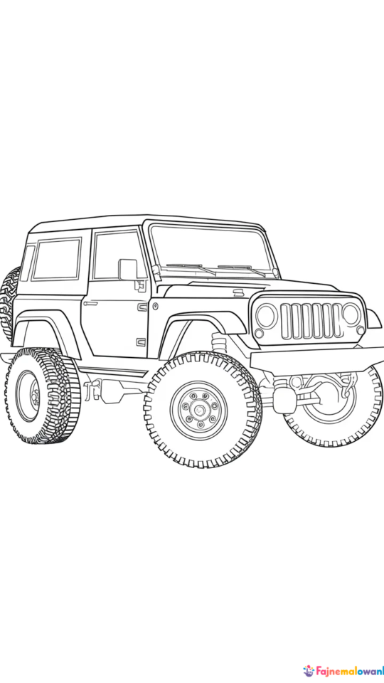 Kolorowanka: Samochód terenowy Jeep do druku dla dzieci