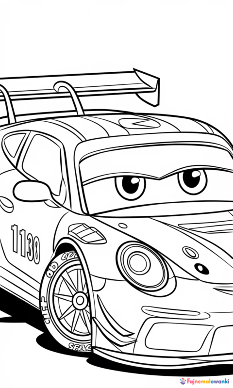 kolorowanka samochód wyścigowy dla dzieci
