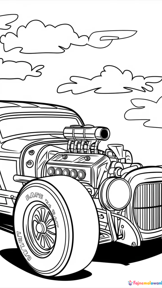Kolorowanka: Zabytkowy Samochód Hot Wheels dla Dzieci do Druku