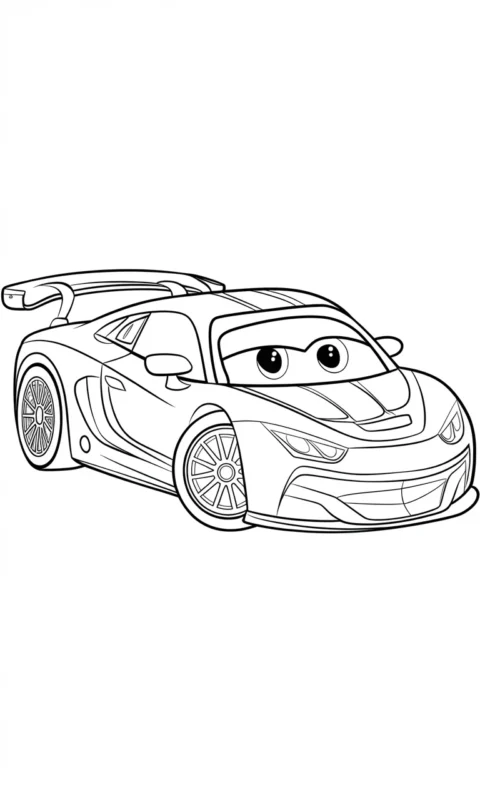 kolorowanka samochód wyścigowy z uśmiechem dla dzieci