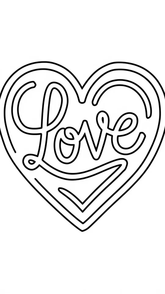 Kolorowanka z sercem i napisem „Love” do druku dla dzieci