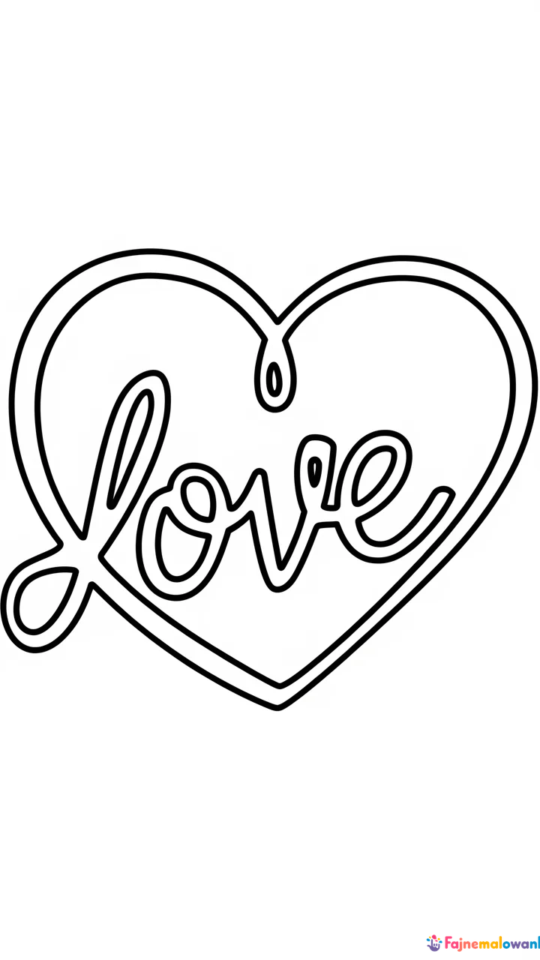 Kolorowanka z napisem „Love” do druku dla zakochanych